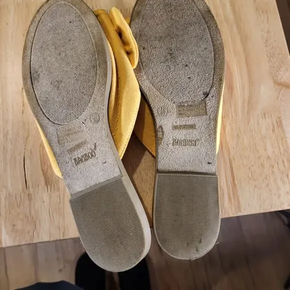 Bamboo Yellow Fabric Bow Slides Size 10 Rubber Sole Padded Comfort - Picture 8 of 9